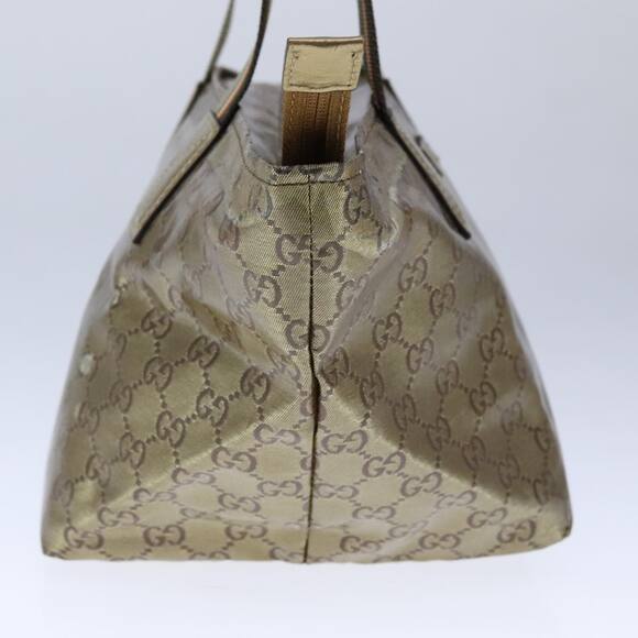 GUCCI GG Crystal Sherry Line Hand Bag Gray Gold Brown - Picture 4 of 16